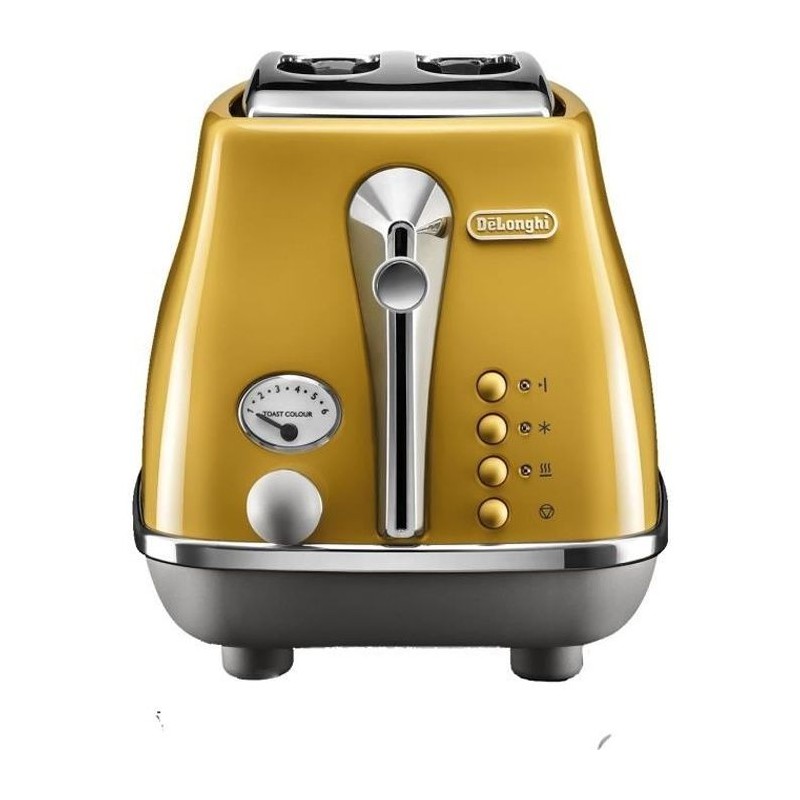 DELONGHI ICONA CAPITALS Toaster 2 slices - 900W - 3 function toaster - Pastry warmer included - Yellow