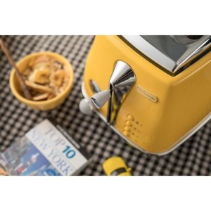 DELONGHI ICONA CAPITALS Toaster 2 Scheiben – 900 W – Toaster mit 3 Funktionen – Gebäckwärmer inklusive – Gelb