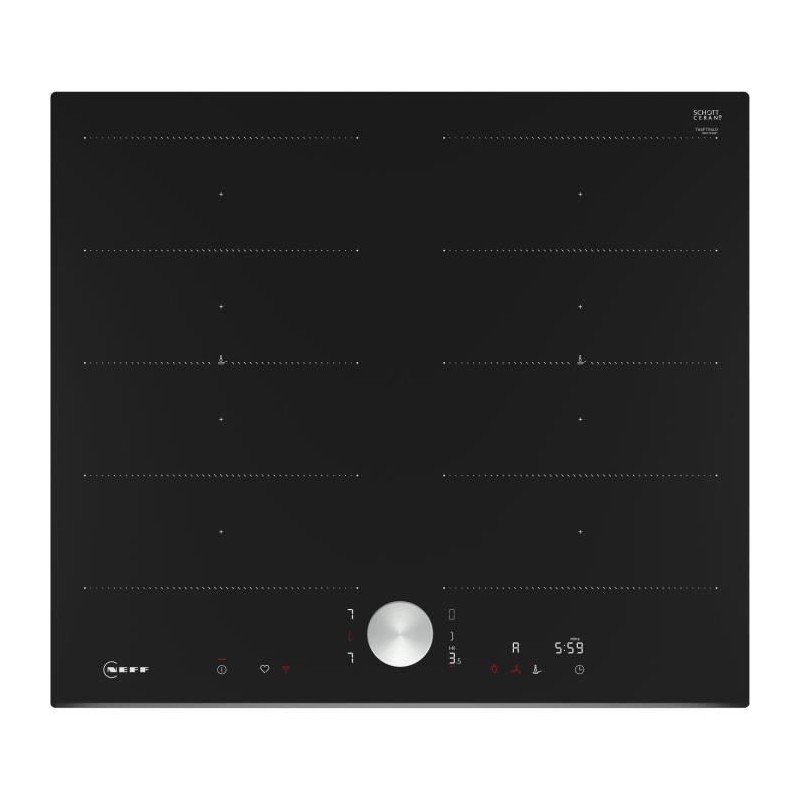 Table de cuisson a induction - NEFF N90 - 4 foyers - 7400 W - 59,2 x 52,2 cm - T66FTX4L0 - Noir
