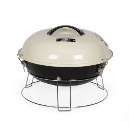Barbecue a charbon portable - LIVOO - DOC301 - ø34 cm - Grille chromé - Hauteur 18 cm - Poignées - Loquets de sécurité