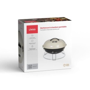 Barbecue a charbon portable - LIVOO - DOC301 - ø34 cm - Grille chromé - Hauteur 18 cm - Poignées - Loquets de sécurité