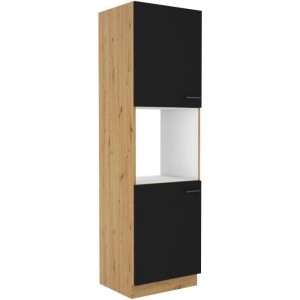 Ofensäule - MODENA - 60 cm - 2 Türen - Artisan-Eiche und Mattschwarz - CUISINIER