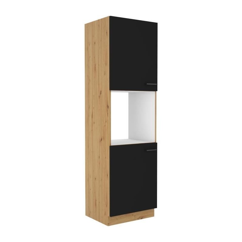 Ofensäule - MODENA - 60 cm - 2 Türen - Artisan-Eiche und Mattschwarz - CUISINIER