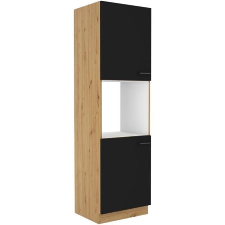 Ofensäule - MODENA - 60 cm - 2 Türen - Artisan-Eiche und Mattschwarz - CUISINIER