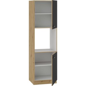 Ofensäule - MODENA - 60 cm - 2 Türen - Artisan-Eiche und Mattschwarz - CUISINIER