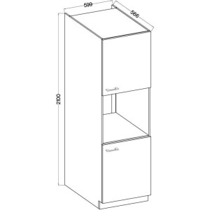 Ofensäule - MODENA - 60 cm - 2 Türen - Artisan-Eiche und Mattschwarz - CUISINIER