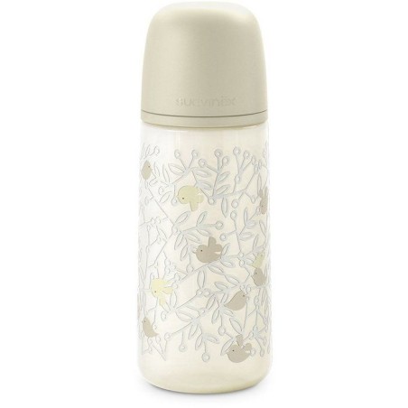 SUAVINEX Birdies Babyflasche – SX Pro L Sauger – 360 ml – ab 6 Monaten – Beige