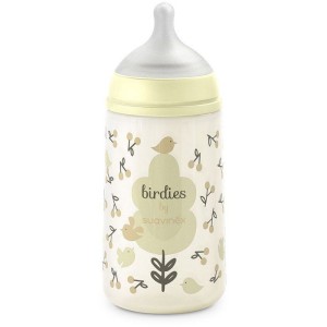 SUAVINEX Birdies Babyflasche – SX Pro M Sauger – 270 ml – 3 bis 6 Monate – Beige