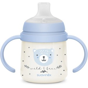 Biberon avec anses - SUAVINEX - NIGHT&DAY WILD&FREE - 150 ml - 6 mois et plus - Bleu