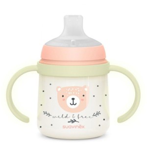 Babyflasche mit Griffen – SUAVINEX – NIGHT&DAY WILD&FREE – 150 ml – ab 6 Monaten – Rosa