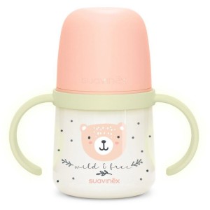 Babyflasche mit Griffen – SUAVINEX – NIGHT&DAY WILD&FREE – 150 ml – ab 6 Monaten – Rosa