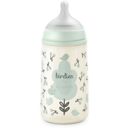 SUAVINEX Birdies Babyflasche – SX Pro M Sauger – 270 ml – 3 bis 6 Monate – Grün