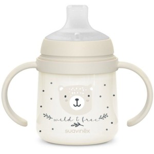 Babyflasche mit Griffen – SUAVINEX – NIGHT&DAY WILD&FREE – 150 ml – ab 6 Monaten – Grau
