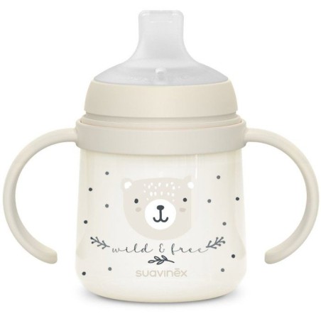 Babyflasche mit Griffen – SUAVINEX – NIGHT&DAY WILD&FREE – 150 ml – ab 6 Monaten – Grau