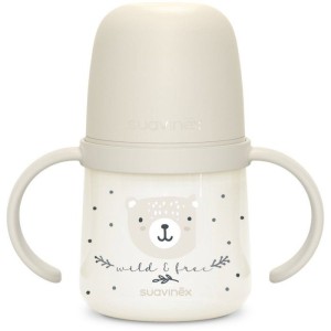 Biberon avec anses - SUAVINEX - NIGHT&DAY WILD&FREE - 150 ml - 6 mois et plus - Gris