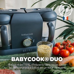 Pack robot cuiseur multifonction Babycook Duo + lot de cuilleres - BEABA - Robot 6-en-1 Gris foncé - Cuilleres silicone 1er âg