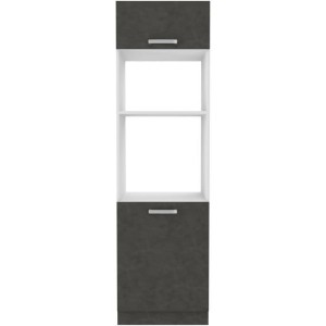Meuble colonne four 2 portes battantes - Gris - L 60 x P 57 x H 210 cm - LASSEN