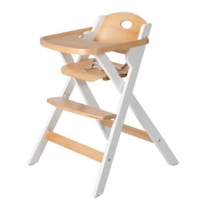 Faltbarer Hochstuhl – ROBA – FOLD UP SMART – Esstablett + Sicherheitsgurt – Holz/Weiß