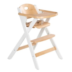 Faltbarer Hochstuhl – ROBA – FOLD UP SMART – Esstablett + Sicherheitsgurt – Holz/Weiß