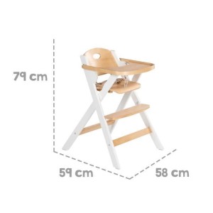 Faltbarer Hochstuhl – ROBA – FOLD UP SMART – Esstablett + Sicherheitsgurt – Holz/Weiß