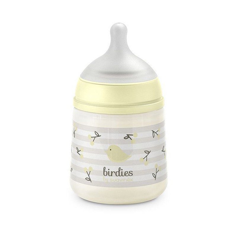 SUAVINEX Birdies Babyflasche – SX Pro S Sauger – 150 ml – 0 bis 3 Monate – Beige