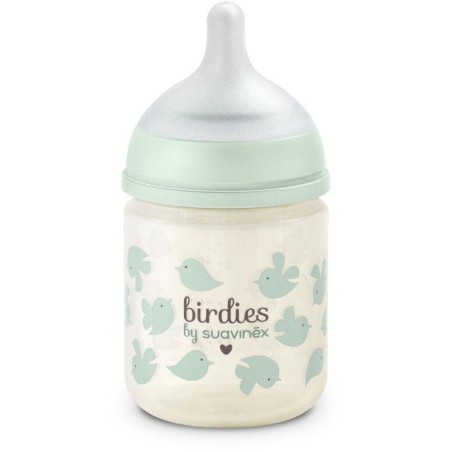 Glasbabyflasche – SUAVINEX – Birdies – SX Pro XS Sauger – 120 ml – 0 bis 3 Monate – Grün