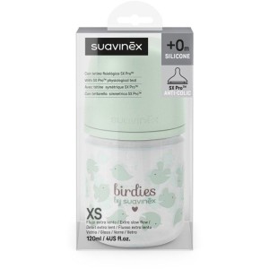 Glasbabyflasche – SUAVINEX – Birdies – SX Pro XS Sauger – 120 ml – 0 bis 3 Monate – Grün