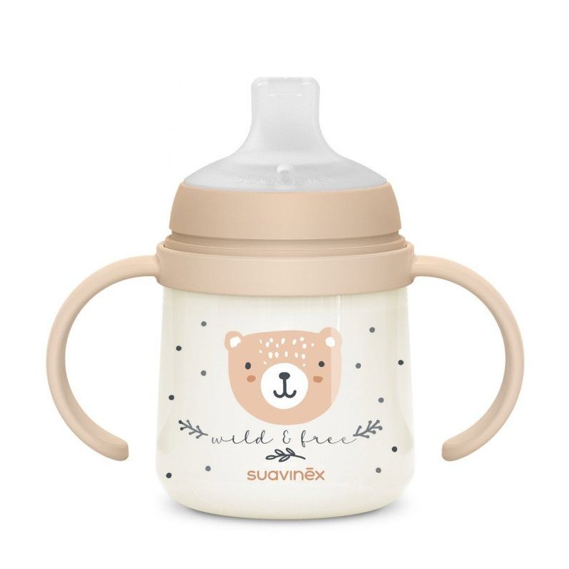 Biberon avec anses - SUAVINEX - NIGHT&DAY WILD&FREE - 150 ml - 6 mois et plus - Marron