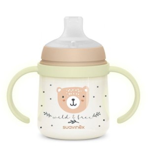 Biberon avec anses - SUAVINEX - NIGHT&DAY WILD&FREE - 150 ml - 6 mois et plus - Marron