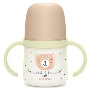 Biberon avec anses - SUAVINEX - NIGHT&DAY WILD&FREE - 150 ml - 6 mois et plus - Marron