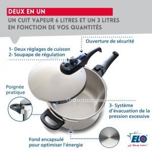 Dampfdruckkochtopf - FACKELMANN - Elo Praktika - Edelstahl 18/10 - 22 cm - 4 Liter