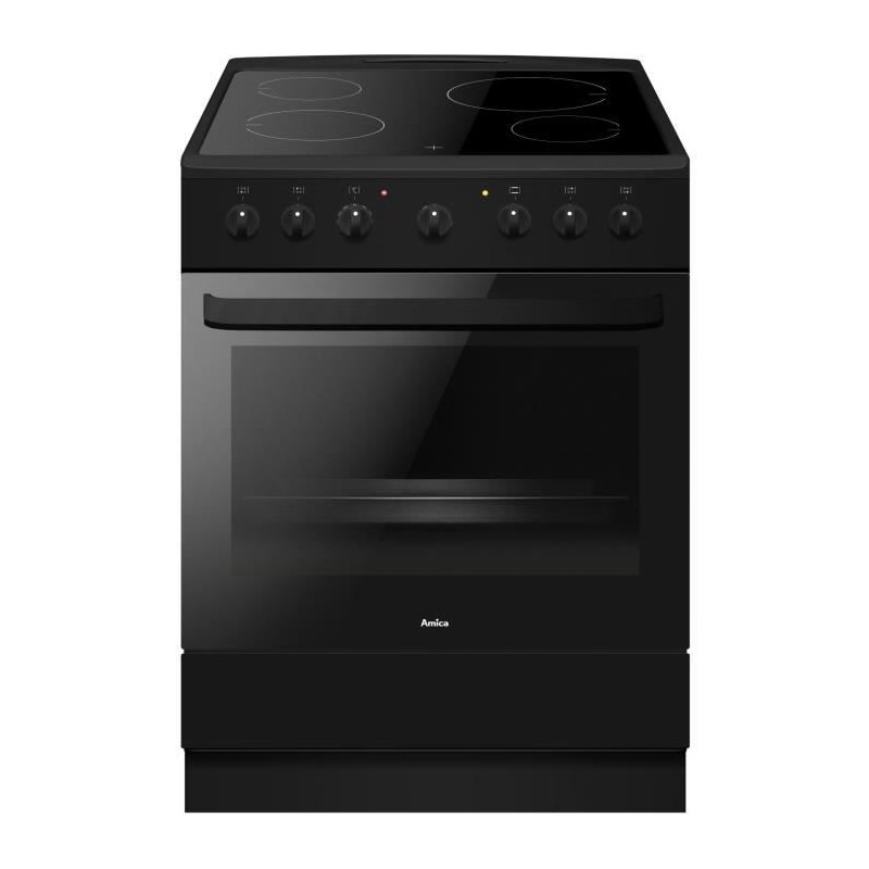 Cuisiniere vitrocéramique - AMICA - ACV6003RN - 4 feux - 1500 W - 60 cm - Noir