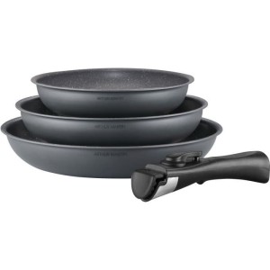 Arthur Martin AM521gm kitchen battery set with 3 stoves - matt gray 20-24-28 cm + 1 removable handle - All lights including indu