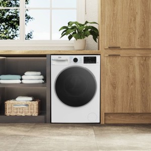 Lave-linge hublot BEKO B7WFU39411WDOS Série bPro 700 - 9 kg - Induction - L60cm - 1400 trs/min - Classe A - Autodose - Blanc
