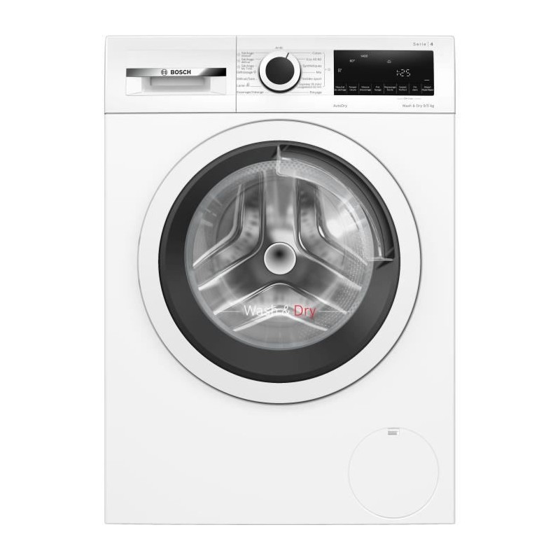Lave-linge séchant BOSCH WNA144V0FR SER4 - 9 / 5 kg - Induction - L60cm - 1400 trs/min - Blanc