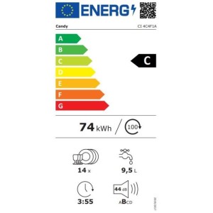 CANDY CI 4C4F1A Rapido Einbaugeschirrspüler – 14 Maßgedecke – Induktion – 60 cm breit – 44 dB – Besteckschublade –