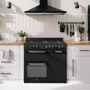 Piano Gas Cook 3 Elektrische Vierer Continental Edison CECP903FB - 5 Lichter - Schwarz - Breite 90 cm