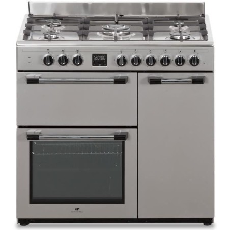 Cook Piano Gaz 3 Vierer Continental Edison CECP903Fix 5 Lichter - Edelstahl - Breite 90 cm