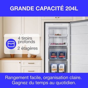 Congélateur armoire - CONTINENTAL EDISON - CECUF204NFSD - 204 L - Total No Frost - Classe D - Silver