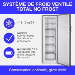 Congélateur armoire - CONTINENTAL EDISON - CECUF204NFSD - 204 L - Total No Frost - Classe D - Silver