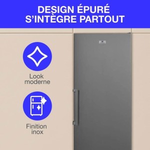 Congélateur armoire 406L -Total No Frost - dégivrage automatique - Classe E - L70 cm x H191 cm x P75,5 cm - Inox