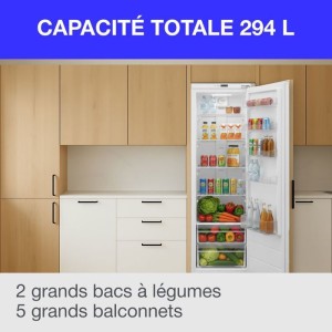 Allzweck-Einbaukühlschrank 294 l – gemischte Kälte – automatische Abtauung – Klasse D – L54 cm x H177 cm x T54,5 cm