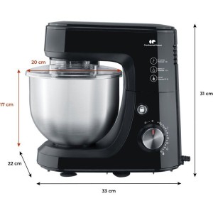 Robot pâtissier - CONTINENTAL EDISON - CERP800B2 - 800 W - 4,3 L - 10 vitesses + pulse - Noir
