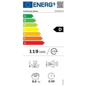 Seche-linge pompe a chaleur CONTINENTAL EDISON CESL8PCWD - 8 kg - 60 cm - Classe D - Blanc