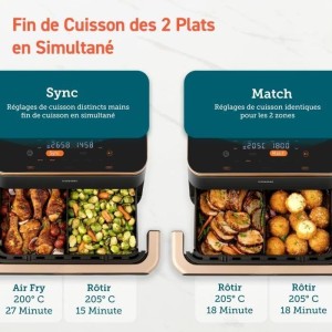 COSORI Ölfreie Fritteuse – Dual Blaze Twinfry Chef Edition – 10 l Fassungsvermögen – 6 Programme – 2800 W – Schwarz