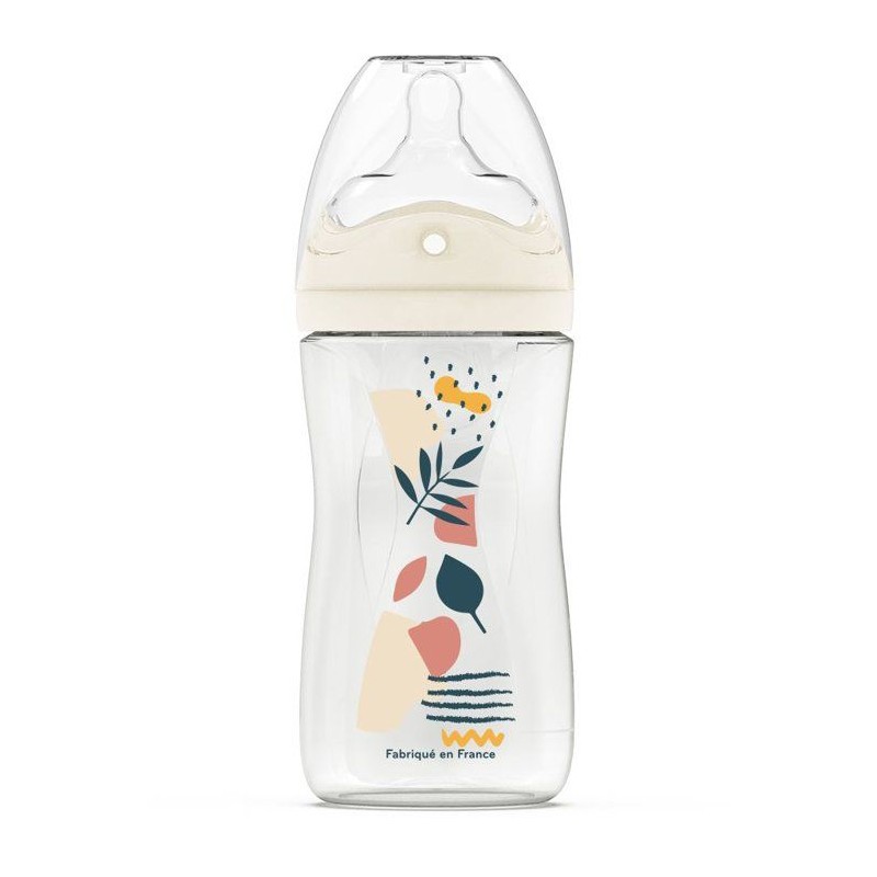 Biberon anti-colique - DODIE - 270 ml - Tétine multi-perforée biomimétisme - +3 mois - Débit 2 - Rose