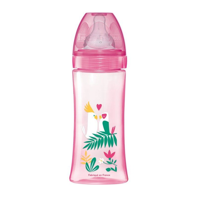 Biberon anti-colique - DODIE - 330 ml - Tétine ronde - +6 mois - 3 vitesses - Débit 3 - Rose