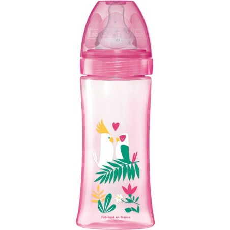 Biberon anti-colique - DODIE - 330 ml - Tétine ronde - +6 mois - 3 vitesses - Débit 3 - Rose