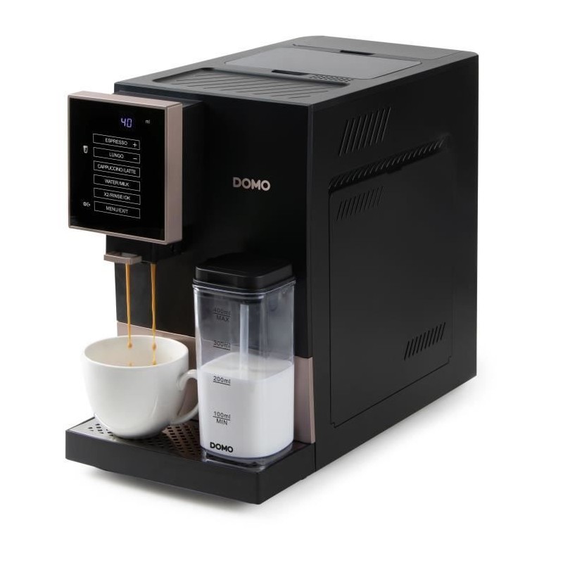 Automatische Espressomaschine mit Mahlwerk - DOMO - DO743K - 1350 W - 19 bar - 125 g Kaffee - Schwarz