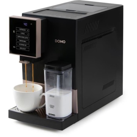 Automatische Espressomaschine mit Mahlwerk - DOMO - DO743K - 1350 W - 19 bar - 125 g Kaffee - Schwarz
